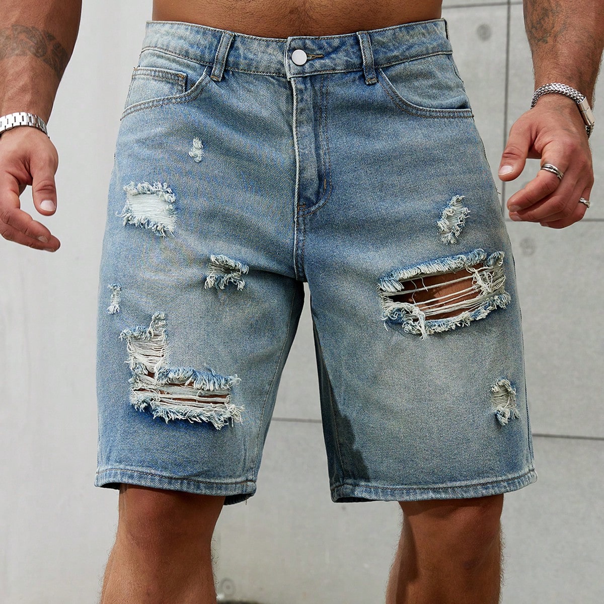 Streetwear Brands - New Fashion Herren zerrissen kurze Jeans